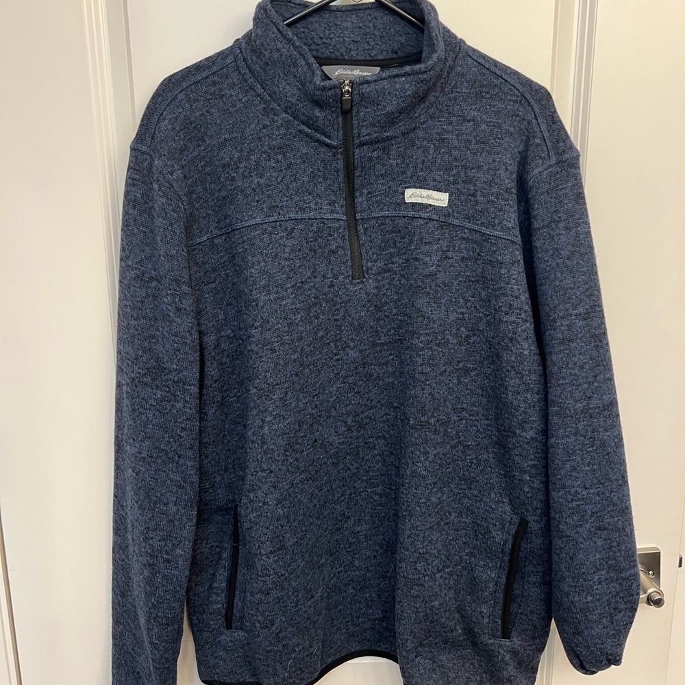 Eddie Bauer Men's Navy Zip-Up Sweater, Size Large
